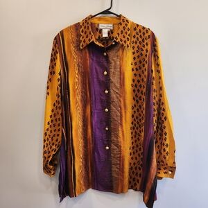 Diane Gilman NWT 100% Silk Blouse Leopard Print Beaded